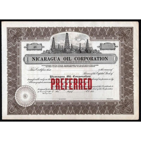 Nicaragua Oil Corporation Stock Certificate
