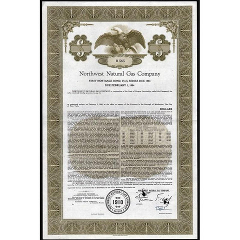 Northwest Natural Gas Company Stock Certificate