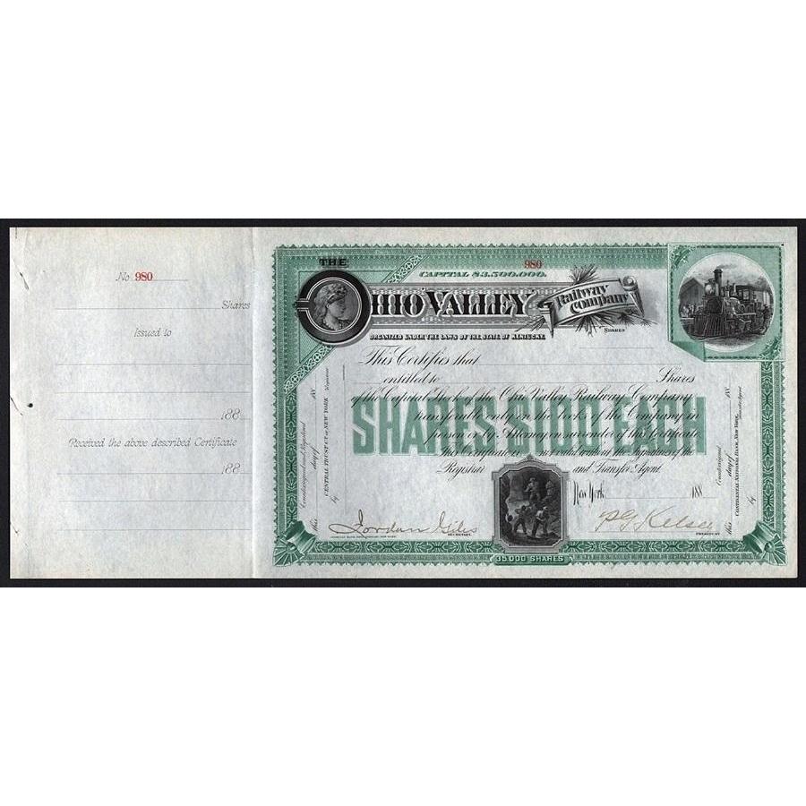 Ohio Valley Railway Company Kentucky Stock Certificate