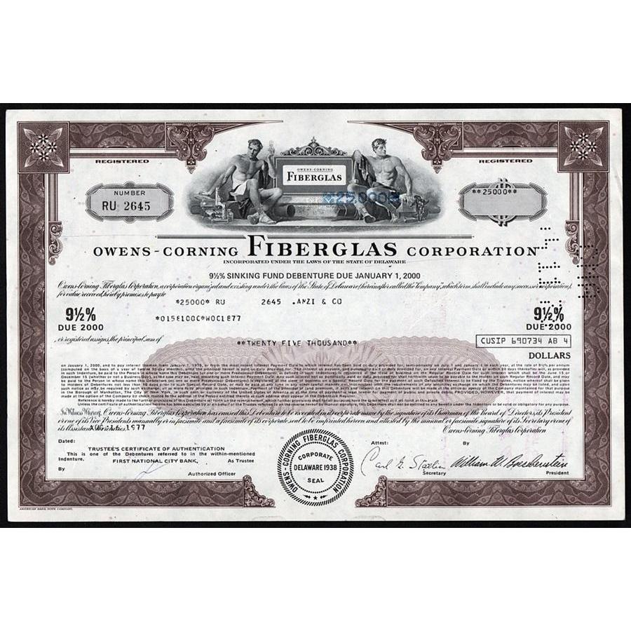 Owens-Corning Fiberglass Corporation Stock Certificate