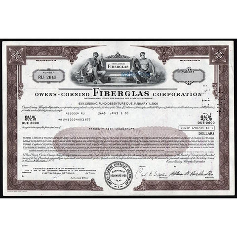 Owens-Corning Fiberglass Corporation Stock Certificate