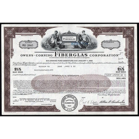 Owens-Corning Fiberglass Corporation Stock Certificate