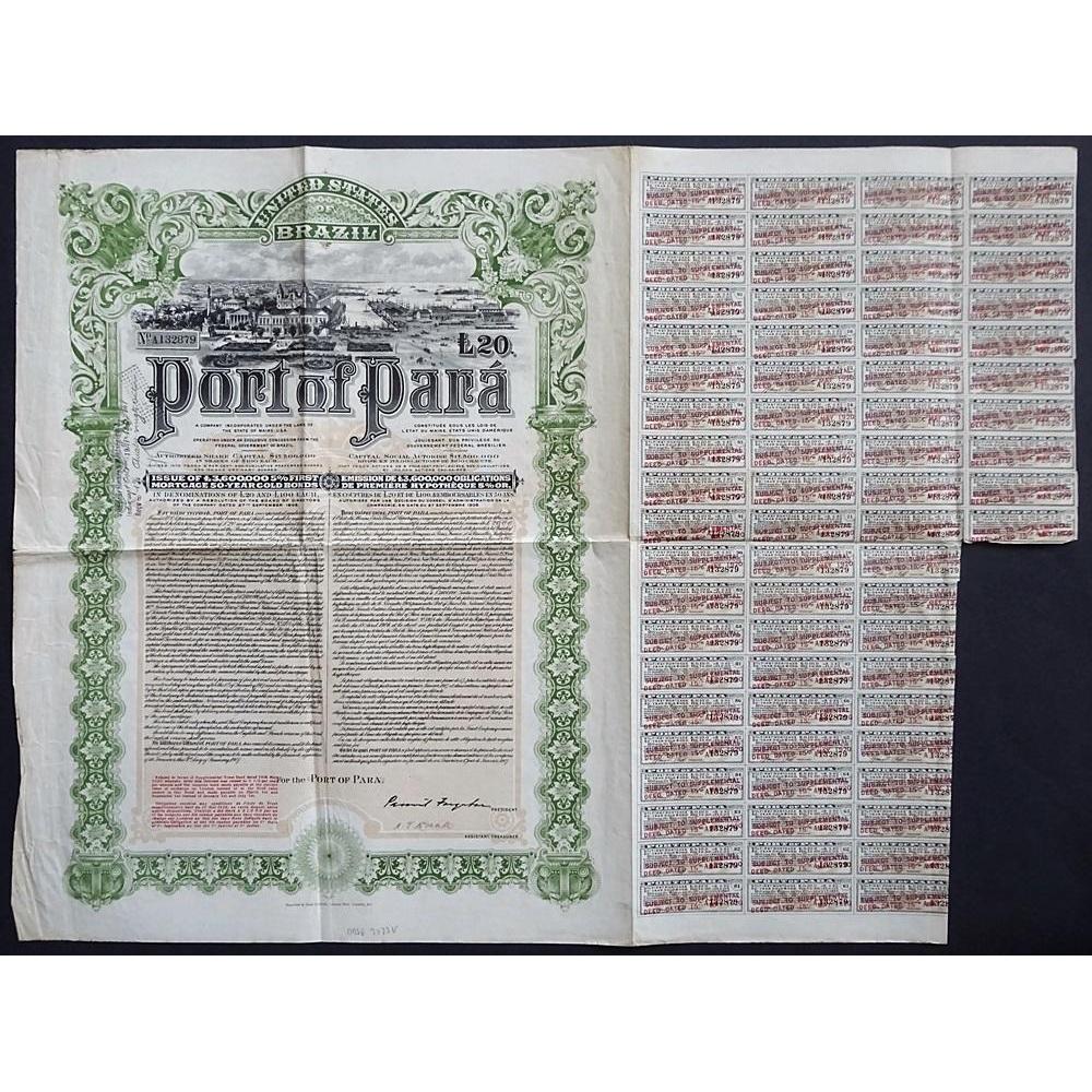 Port of Para, First Mortgage Gold Bond Stock Certificate