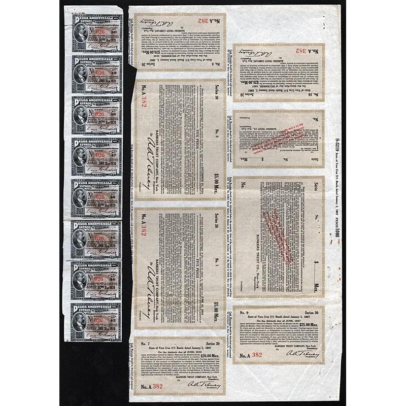 Republica Mexicana, Estado Libre y Soberano de Veracruz Liave Stock Certificate