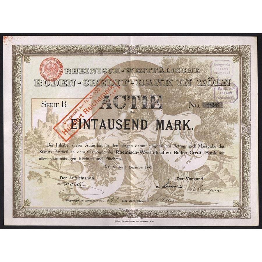 Rheinisch-Westfälische Boden-Credit-Bank in Köln Stock Certificate