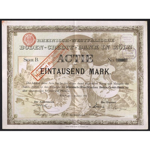 Rheinisch-Westfälische Boden-Credit-Bank in Köln Stock Certificate