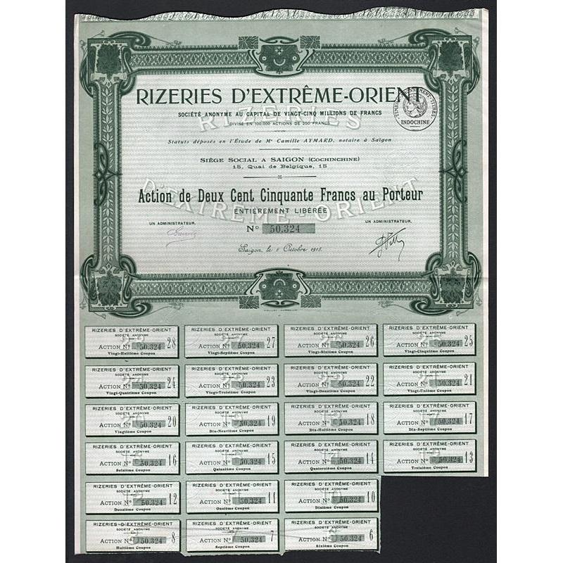 Rizeries D'Extreme-Orient Societe Anonyme Stock Certificate