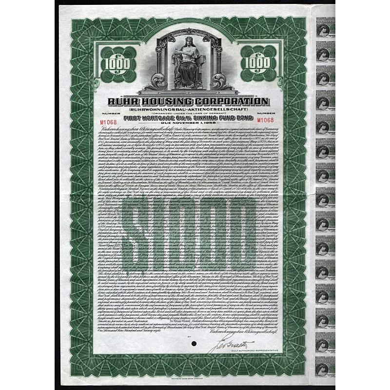 Ruhr Housing Corporation (Ruhrwohnungsbau-Aktiengesellschaft) Stock Certificate