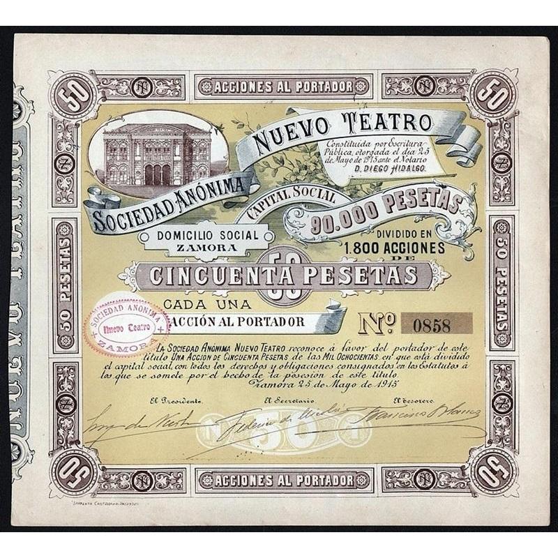 Sociedad Anonima Nuevo Teatro Stock Certificate