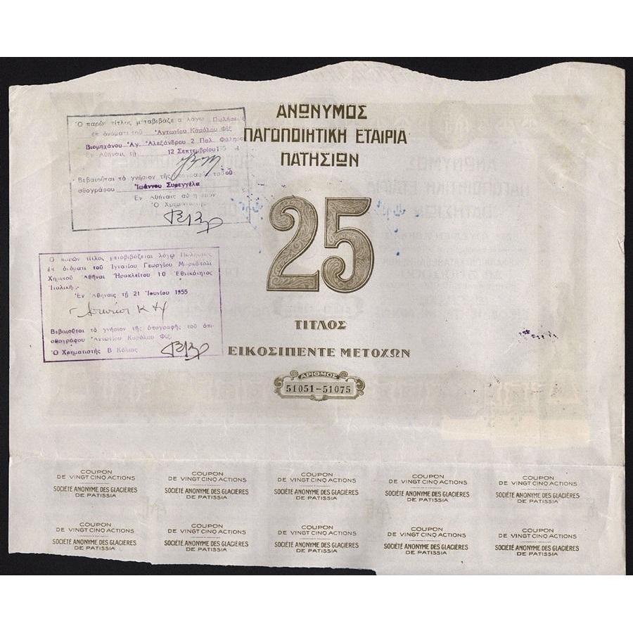 Societe Anonyme des Glacieres de Patissia Stock Certificate
