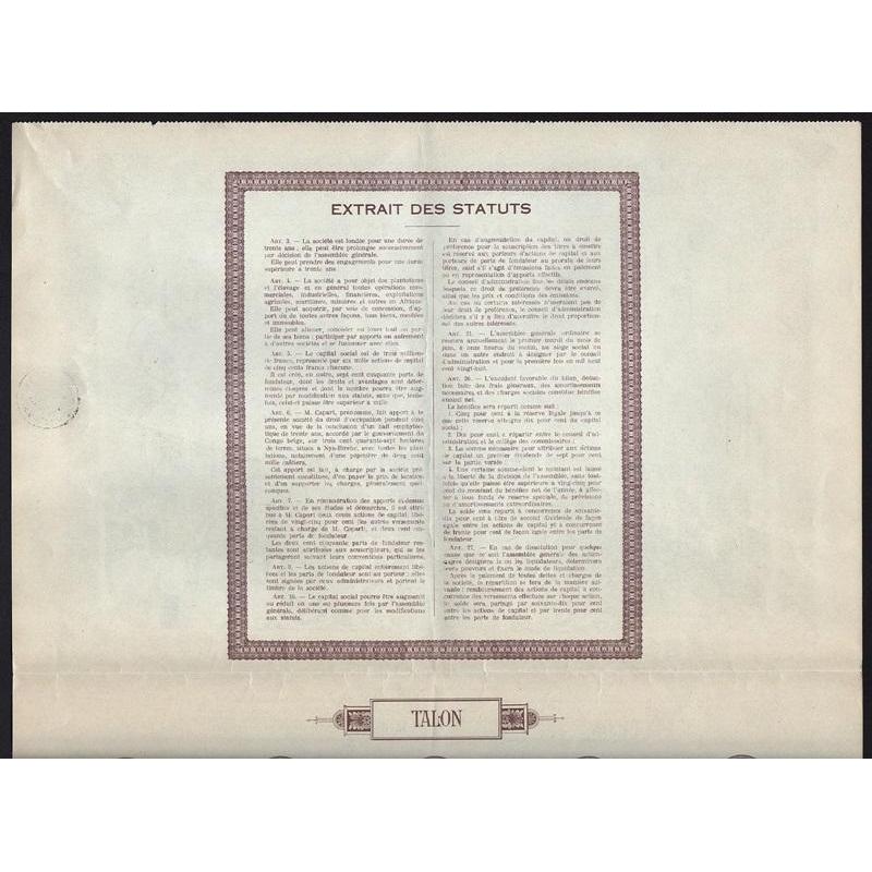 Societe de Plantations & d'Elevage du Kivu Societe Anonyme Stock Certificate