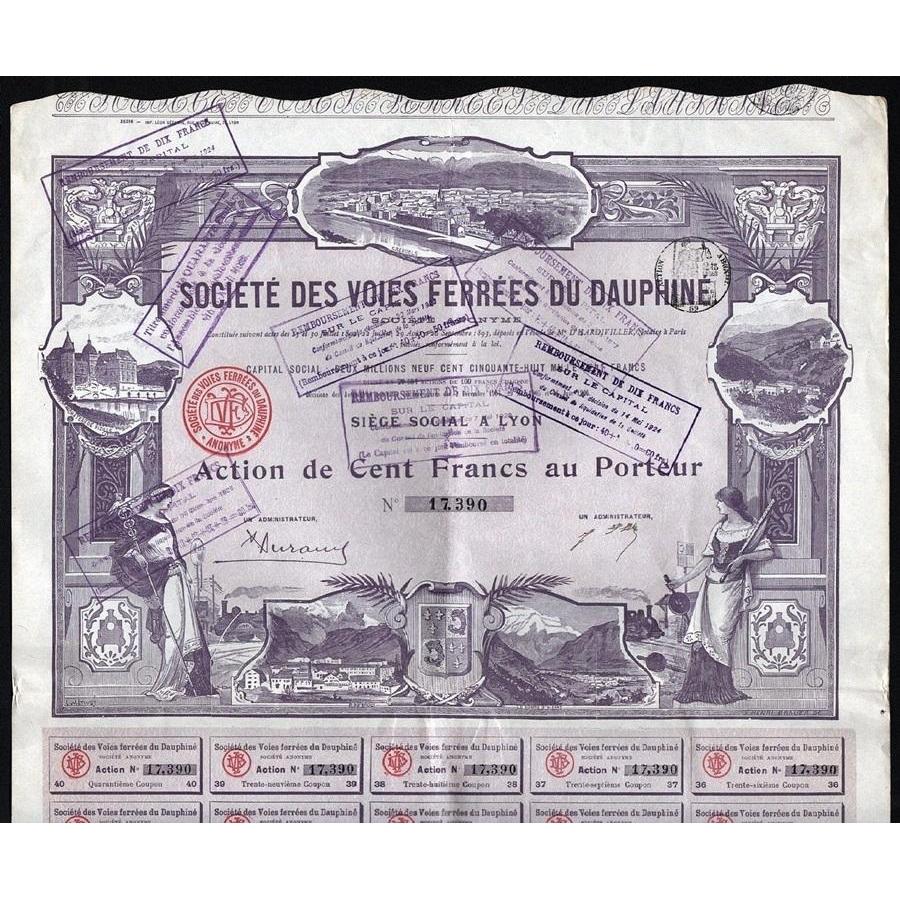 Societe des Voies Ferrees du Dauphine Stock Certificate