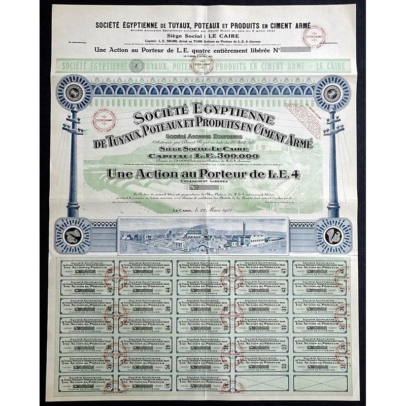 Societe Egyptienne Tuyaux, Poteaux et Produits en Ciment Arme Stock Certificate