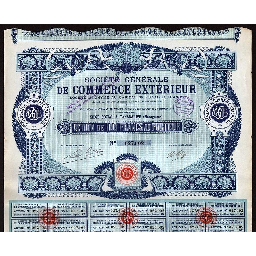 Societe Generale de Commerce Exterieur Societe Anonyme Stock Certificate
