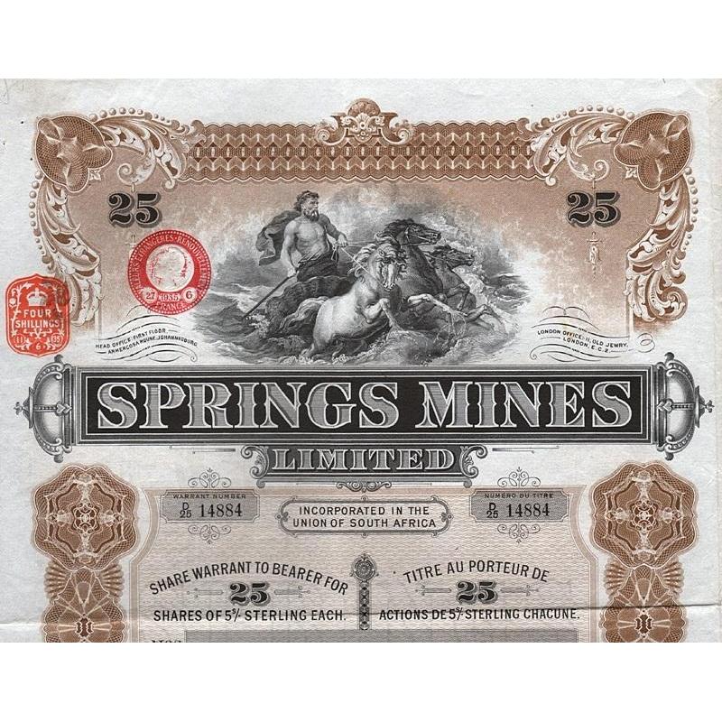 Springs Mines Limited Stock Certificate