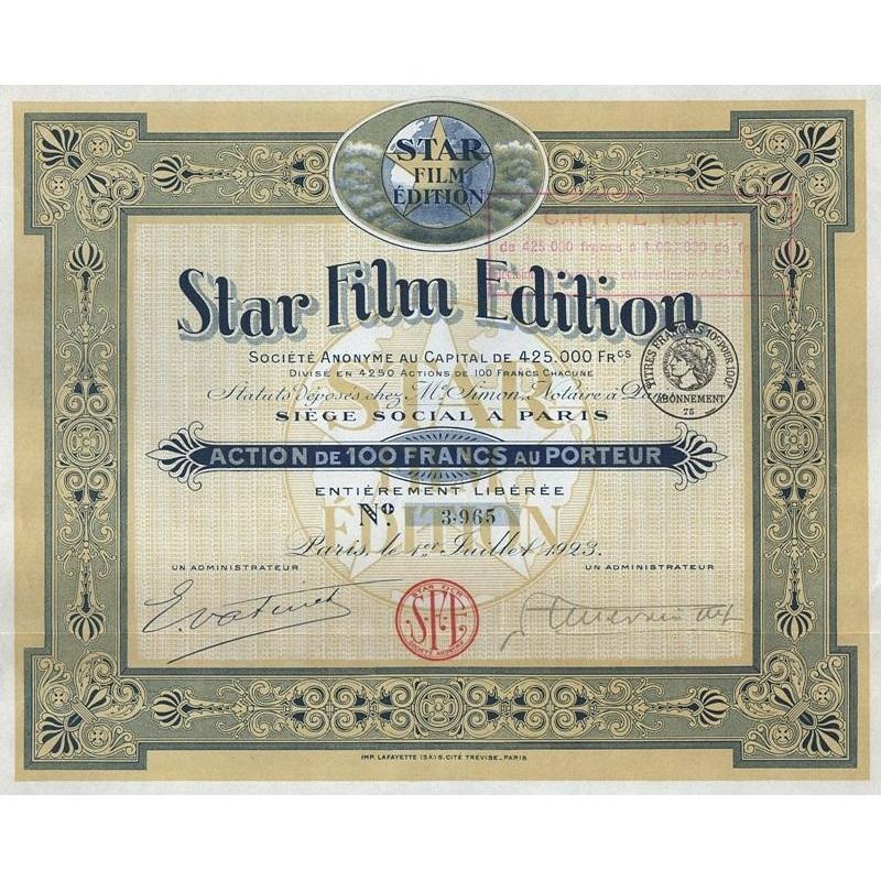 Star Film Edition Societe Anonyme Stock Certificate