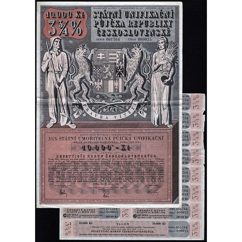 Statni Unifikacni Pujcka Republiky Ceskoslovenske Stock Certificate