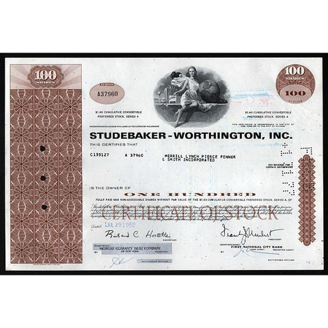 Studebaker-Worthington, Inc. Stock Certificate