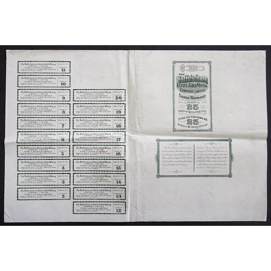 The Buffelsdoorn Estate and Gold Mining Company, Limited Stock Certificate