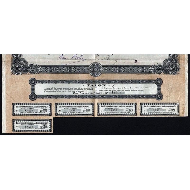 The Egyptian Enterprise and Development Company Stock Certificate