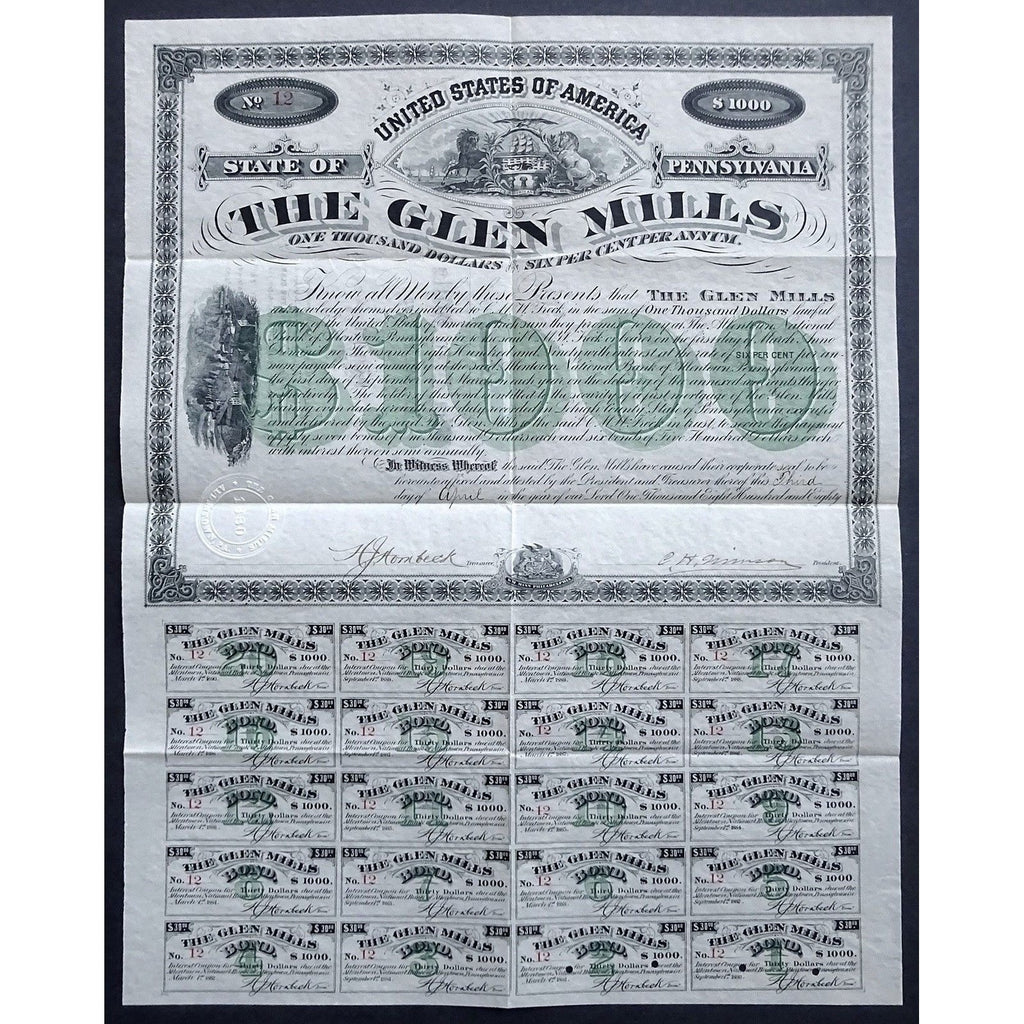 The Glen Mills Stock Certificate