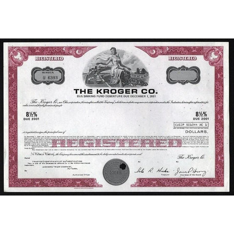 The Kroger Co. (Supermarkets) Stock Certificate