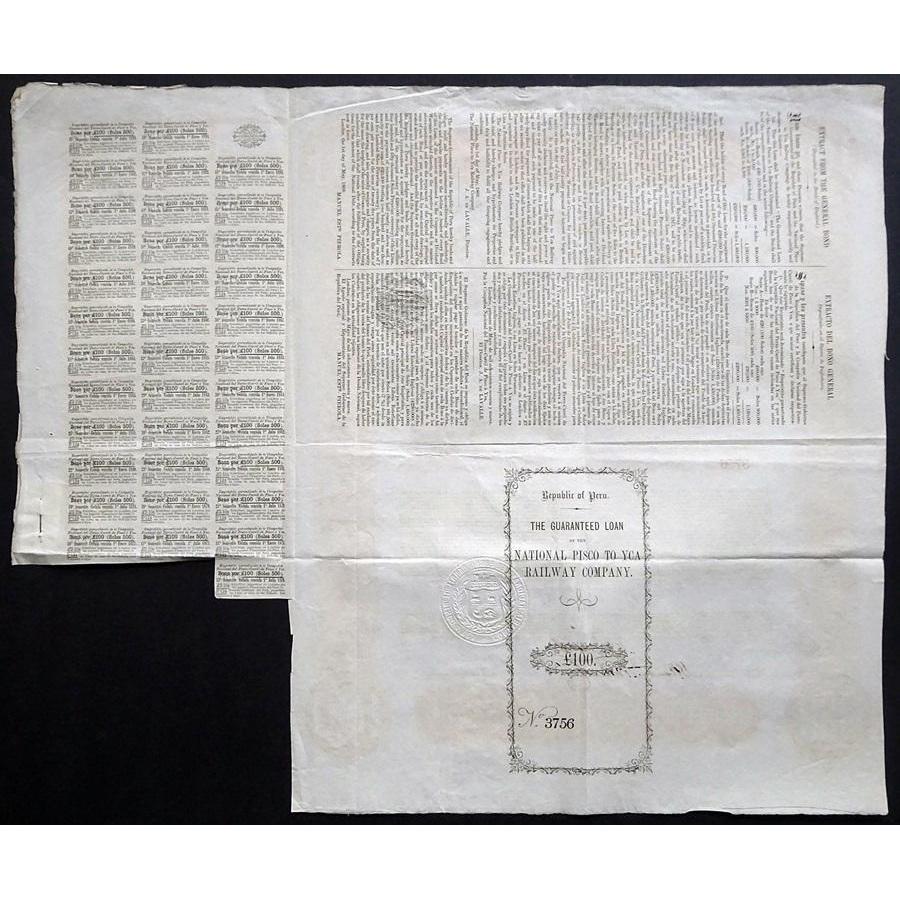 The National Pisco to Yca Railway Company Stock Certificate