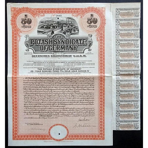 The Potash Syndicate of Germany - Deutsches Kalisyndiakat G.m.b.H. Stock Certificate