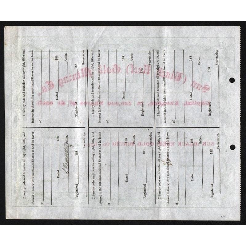The Sun (Black Reef) Gold Mining Co., Limited Stock Certificate