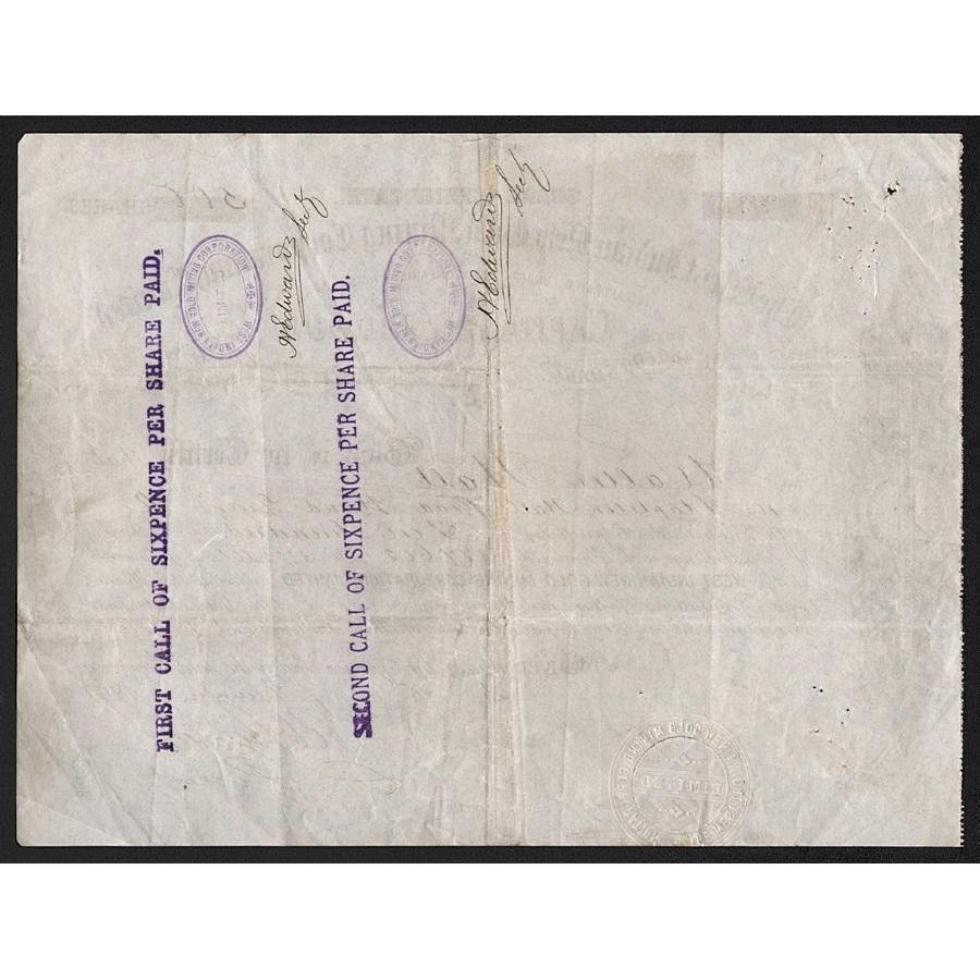 The West Indian New Gold Mining Corporation, Limited Stock Certificate