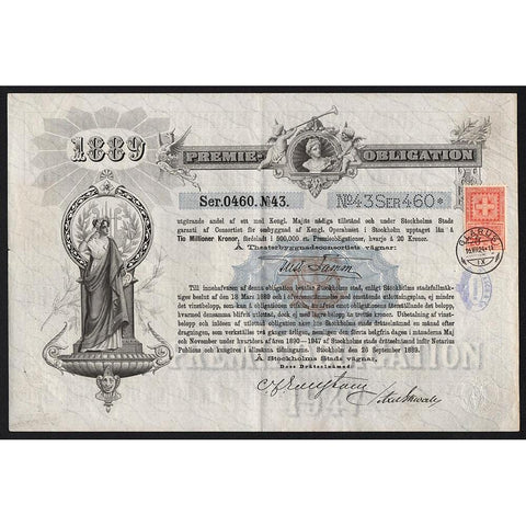 Theaterbyggnadsconsortiets Premie-Obligation Stock Certificate