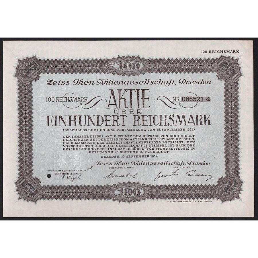 Zeiss Ikon Aktiengesellschaft, Dresden Stock Certificate