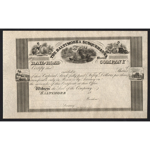 The Baltimore & Susquehanna Railroad Company Stock Certificate
