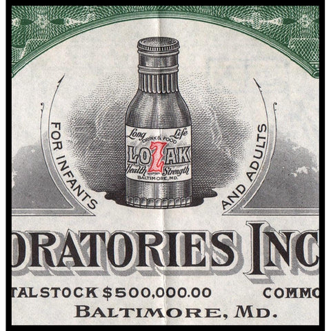 Lozak Laboratories Incorporated Stock Certificate