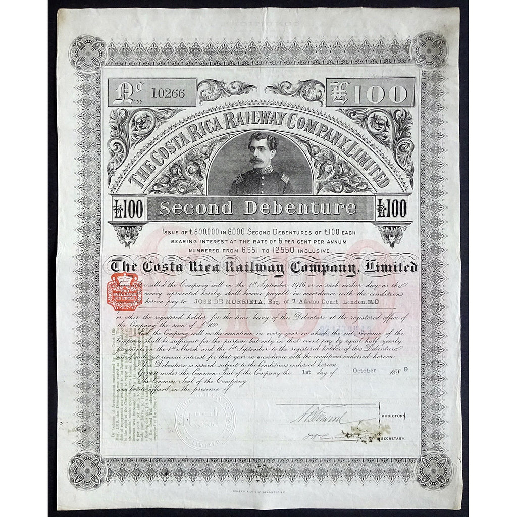 The Costa Rica Railway Company, Limited 1889 Second Debenture