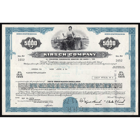 Kirsch Company Bond Stock Certificate