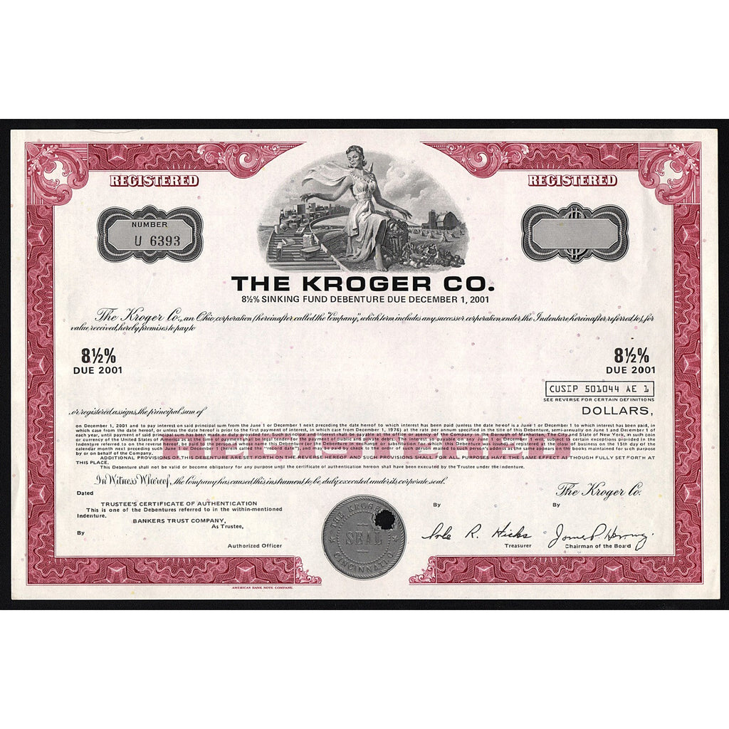 The Kroger Co. (Supermarkets) Bond Certificate