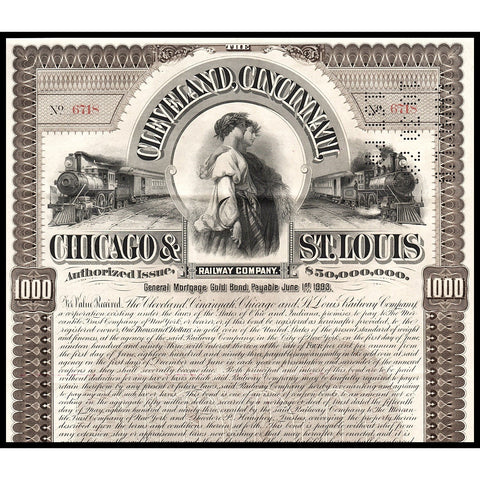 The Cleveland, Cincinnati, Chicago & St. Louis Railway Company Bond Certificate