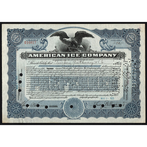 American Ice Company Stock Certificate