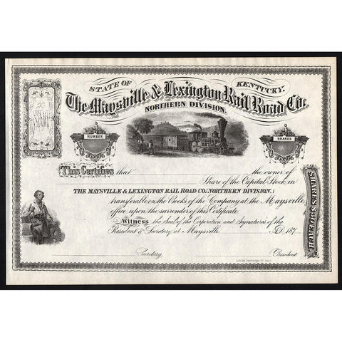 The Maysville & Lexington Rail Road Co., North Division Stock Certificate