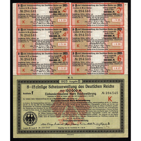 Schatzanweisung des Deutschen Reichs - 100,000 Mark Treasury Bond