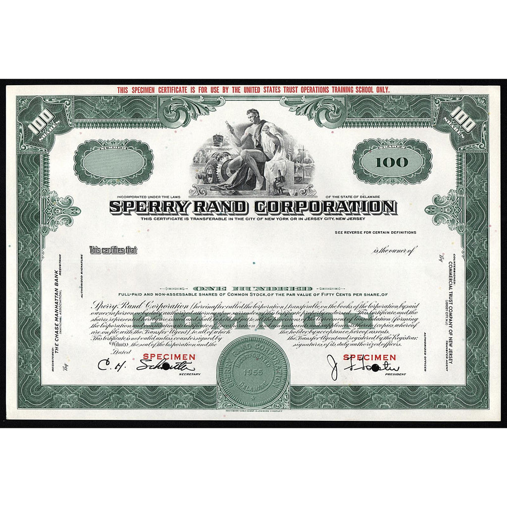 Sperry Rand Corporation (Specimen) Stock Certificate