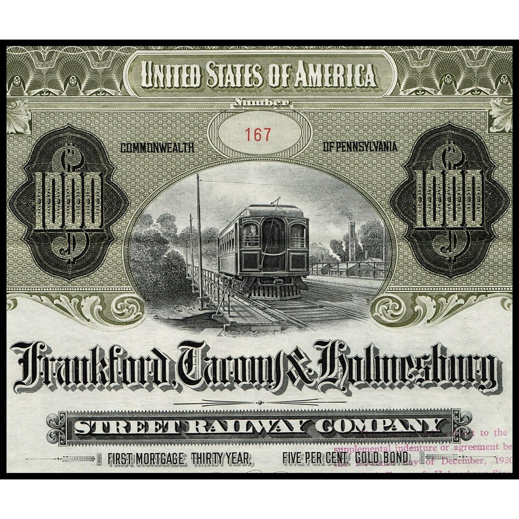 Frankford, Tacony & Holmesburg Street Railway Company 1910 Gold Bond