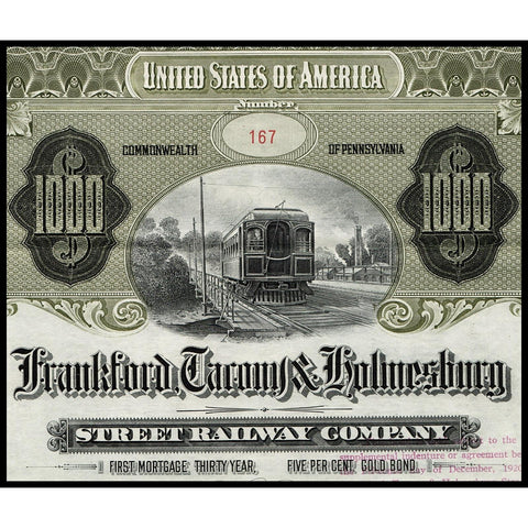 Frankford, Tacony & Holmesburg Street Railway Company 1910 Gold Bond