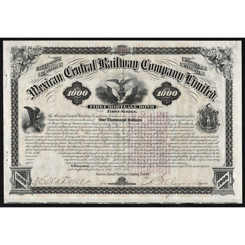 Mexican Central Railway Company Limited 1881 Mexico Gold Bond