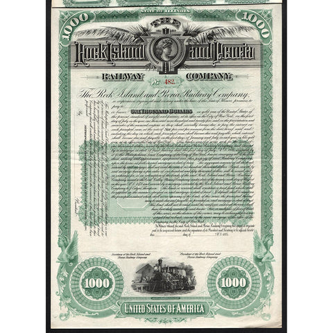 The Rock Island and Peoria Railway Company 1885 Gold Bond