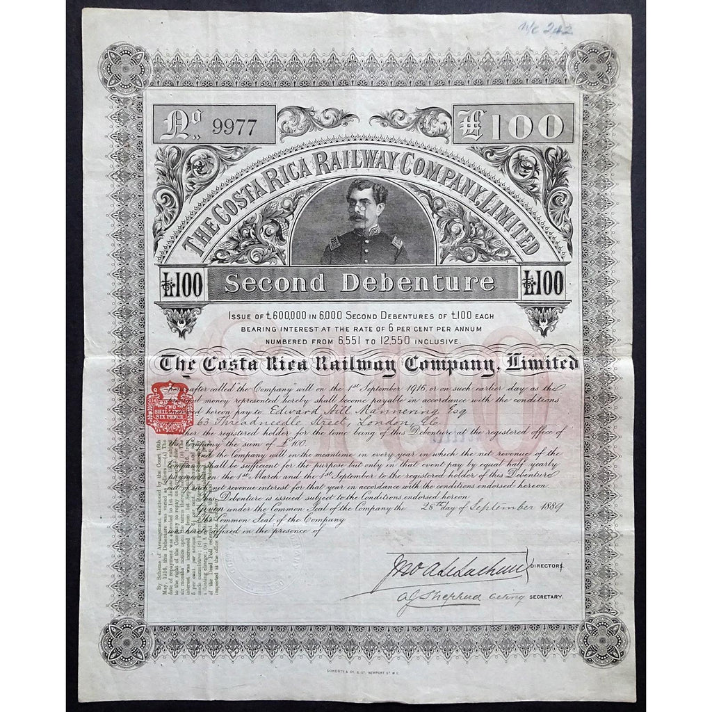 The Costa Rica Railway Company, Limited 1889 Second Debenture
