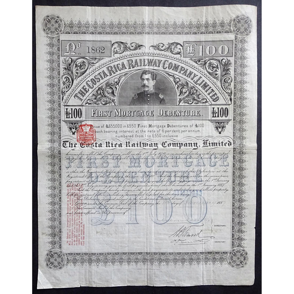 The Costa Rica Railway Company, Limited 1887 First Mortgage Bond Certificate