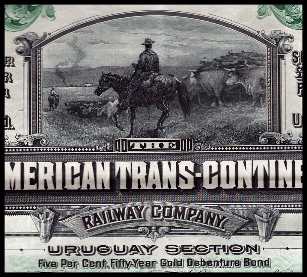 The Pan American Trans-Continental Railway Company 1910 Uruguay Gold Bond Certificate
