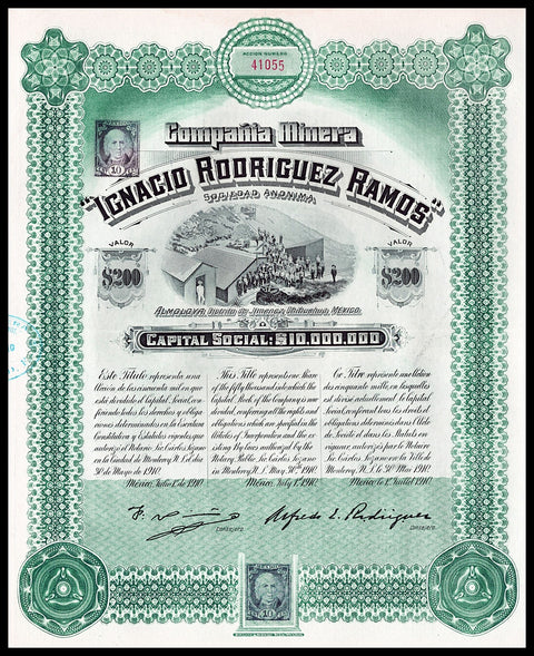 Compania Minera "Ignacio Rodriguez Ramos" 1910 Mexico